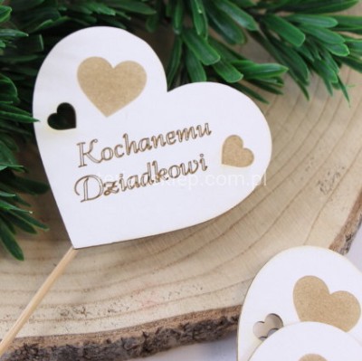 Pik SERCE z napisem i serduszkami (5 szt) "Kochanemu dziadkowi"