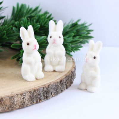 Królik flokowany mini stojący (3 szt) TG80603 krem #1