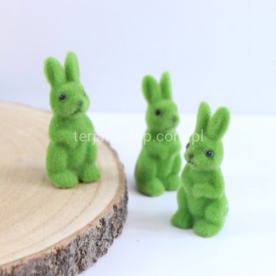 Królik flokowany mini stojący (3 szt) TG80603 green #14