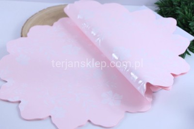 Kryza foliowa fi 38 cm KWIATY / powder pink