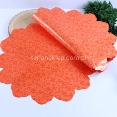 Kryza foliowa fi 38 cm kwiatuszki / pomarańczowa