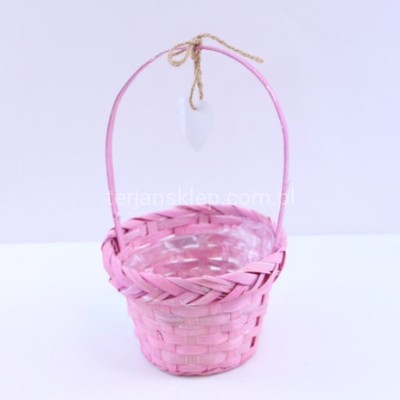 Koszyk bambusowy z serduszkiem KZB161130 pink