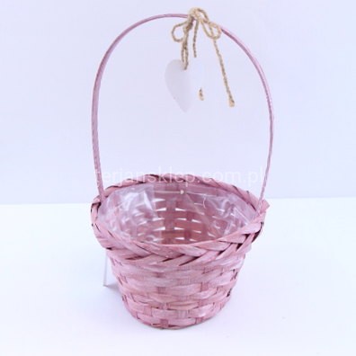 Koszyk bambusowy z serduszkiem KZB161130 dr pink