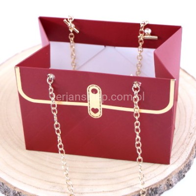 TOREBKA z łańcuszkiem (jak flower box) 10 x 15 cm lt burgundy