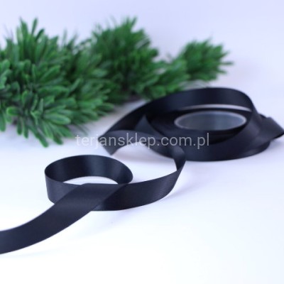Taśma satynowa MATOWA WSMAT15 15 mm x 18 mb black #900