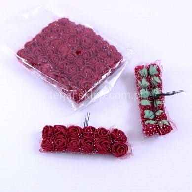 Różyczki piankowe na druciku (72 główki) OL M10H bordowe 060