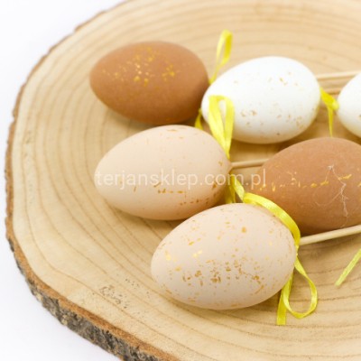Jajeczka plast. (6 szt) na piku TG70604 biel / jasny brąz