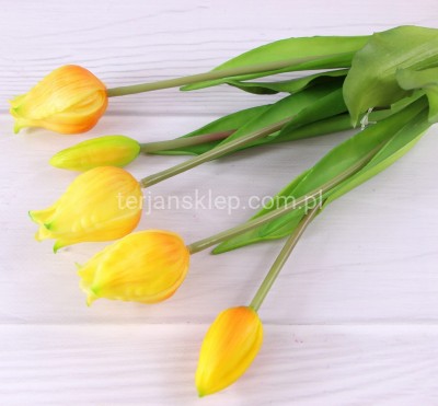 Tulipany kielichowe silikonowe WYŻSZE wiązka CV18661 yellow orange #8