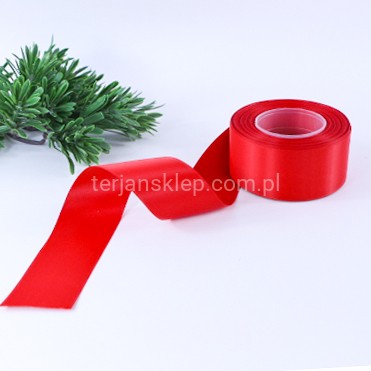 Taśma satynowa MATOWA WSMAT38 38 mm x 18 mb dk red #052