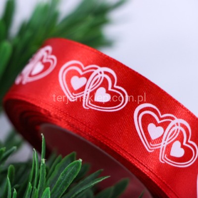 Taśma satynowa 25mm x 20y SERCA red WSR25 #050 