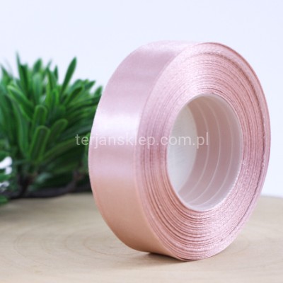 Taśma satynowa 25mm x 32 mb pudrowy br.róż #014/2