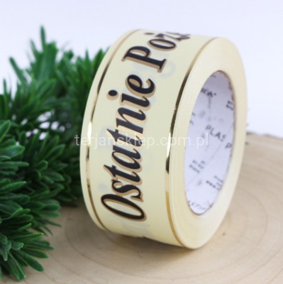 Taśma Ostatnie... 5 cm z/z 3D krem (złoto-czarny napis) 113135