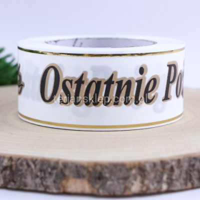 Taśma Ostatnie... 5 cm z/z 3D biała (złoto-czarny napis) 113135
