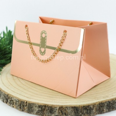 TOREBKA z łańcuszkiem (jak flower box) TC7 10 x 15 cm peach