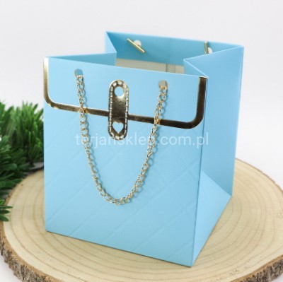 TOREBKA z łańcuszkiem (jak flower box) TC6 15 x 13 cm blue