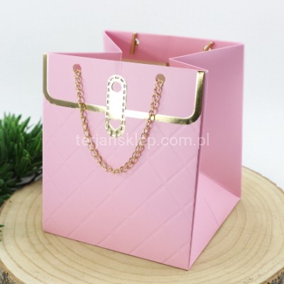 TOREBKA z łańcuszkiem (jak flower box) TC6 15 x 13 cm pink2
