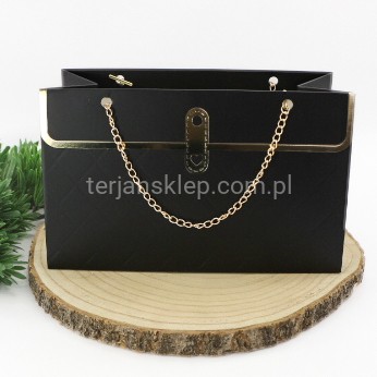 TOREBKA z łańcuszkiem (jak flower box) TC9 22 x 10 cm black