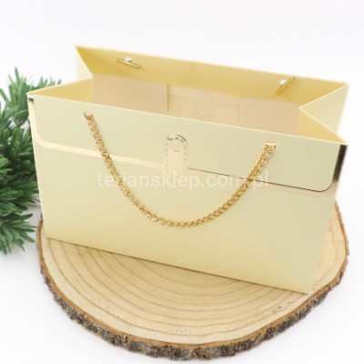 TOREBKA z łańcuszkiem (jak flower box) TC9 22 x 10 cm cream