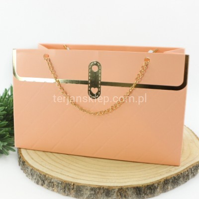 TOREBKA z łańcuszkiem (jak flower box) TC9 22 x 10 cm peach