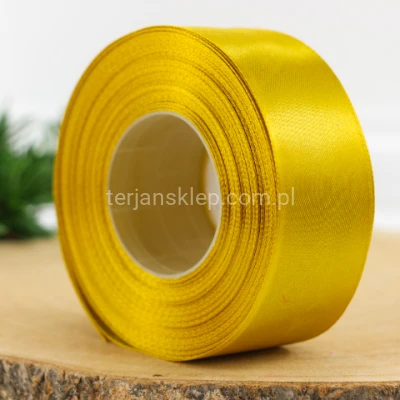 Taśma satynowa 38 mm x 32 mb żółte złoto