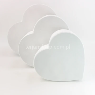 Flower box serce welur W2049 /3 (3 szt) white