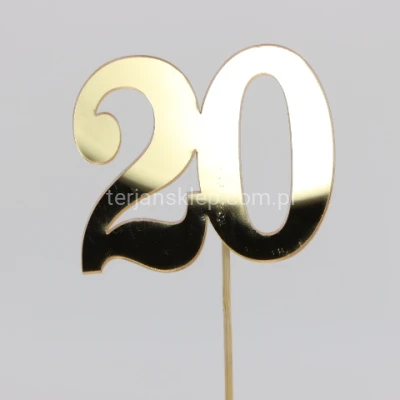 Pik okolicznościowy / topper CYFRA złota "20"