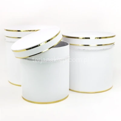 Flower box ze złotym rantem W1645 /3 (3 szt) white