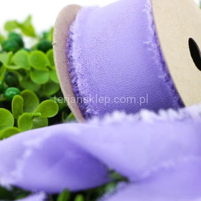 Wstążka szyfon ręcznie szarpana 4 cm violet