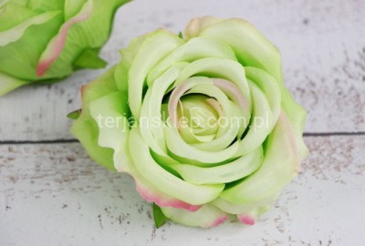 Róża wyrobowa N005 (12 szt) green (różowe akcenty) #N05