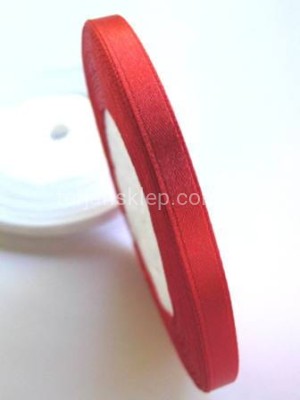 Taśma satynowa 6mm x 32 mb red #050