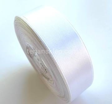 Taśma satynowa 25mm x 32mb white/ #001