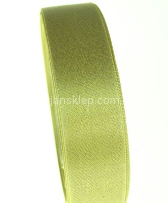 Taśma satynowa delikatnie mieniąca 25 mm x 22 mb krem/złoto #010