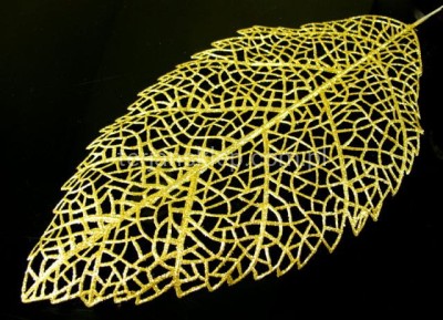 Liść ażurowy brokacony podłużny (12 szt) CV07489 gold #3