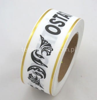 Taśma 5 cm "Ostatnie..." z/z biel (drukow.czarny napis) 113007