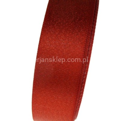 Taśma satynowa delikatnie mieniąca 25 mm x 22 mb red/silver #50